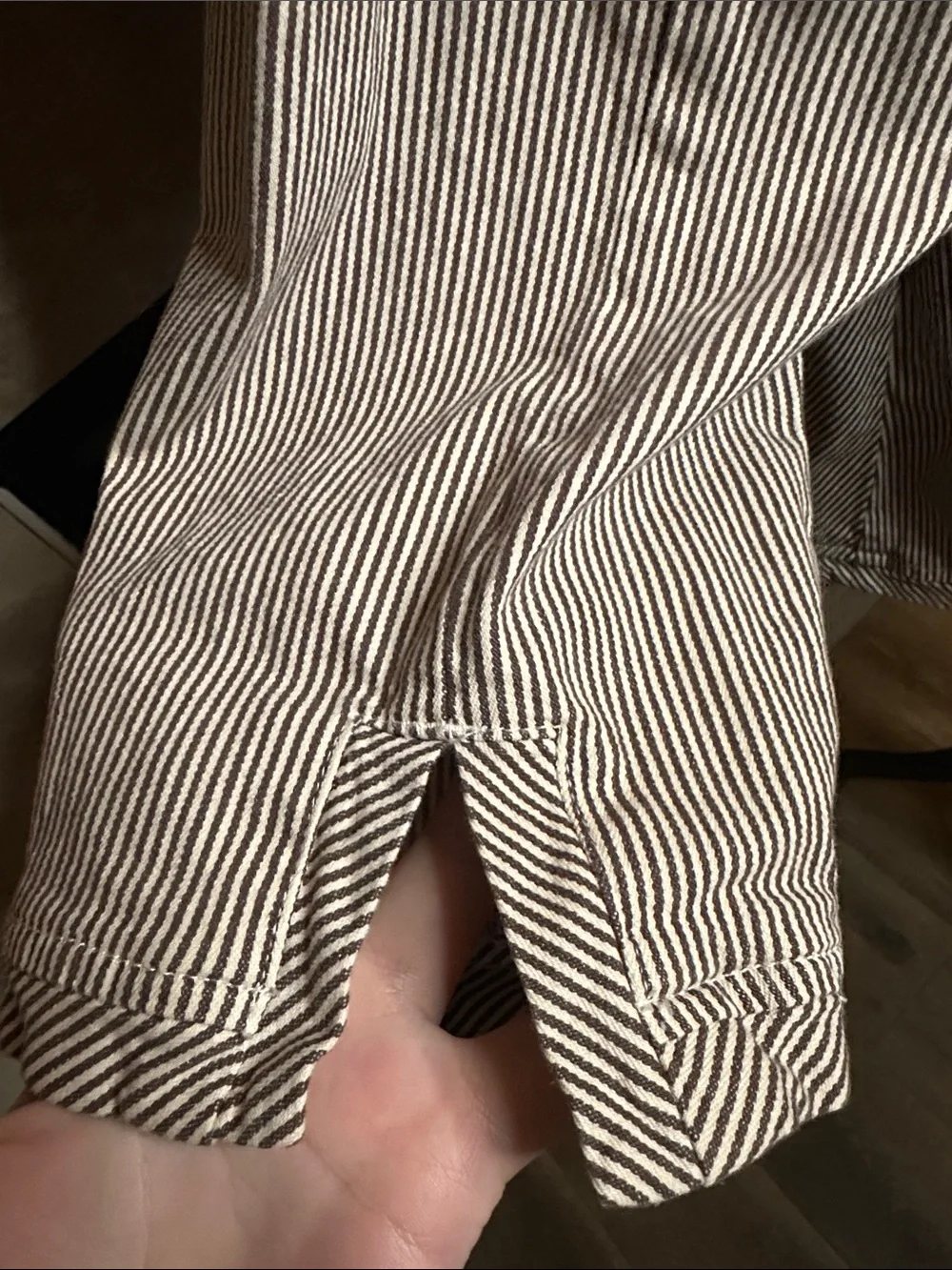 Brown & White Striped Jacket 3/4 Split Sleeve Hook & Eye Closure Size 1X